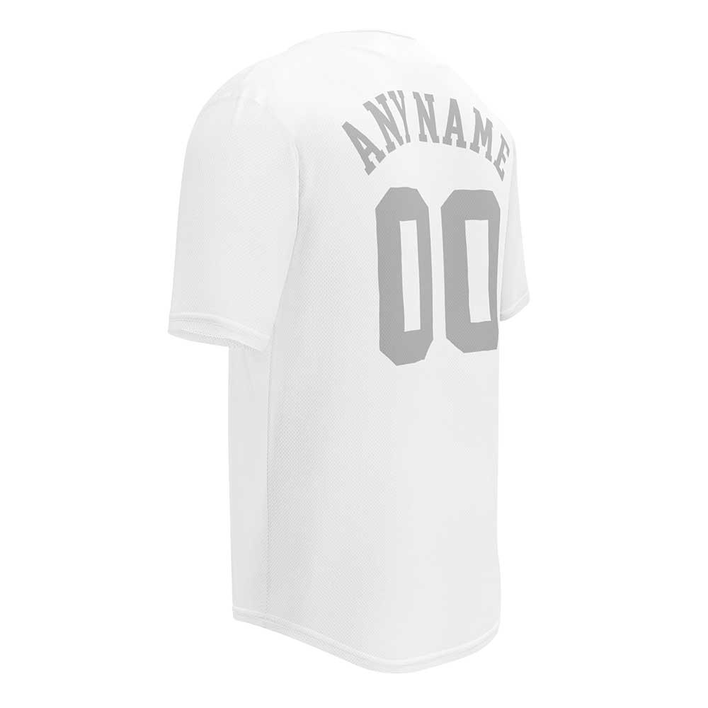 Custom White Baseball Jersey, Silver Letters