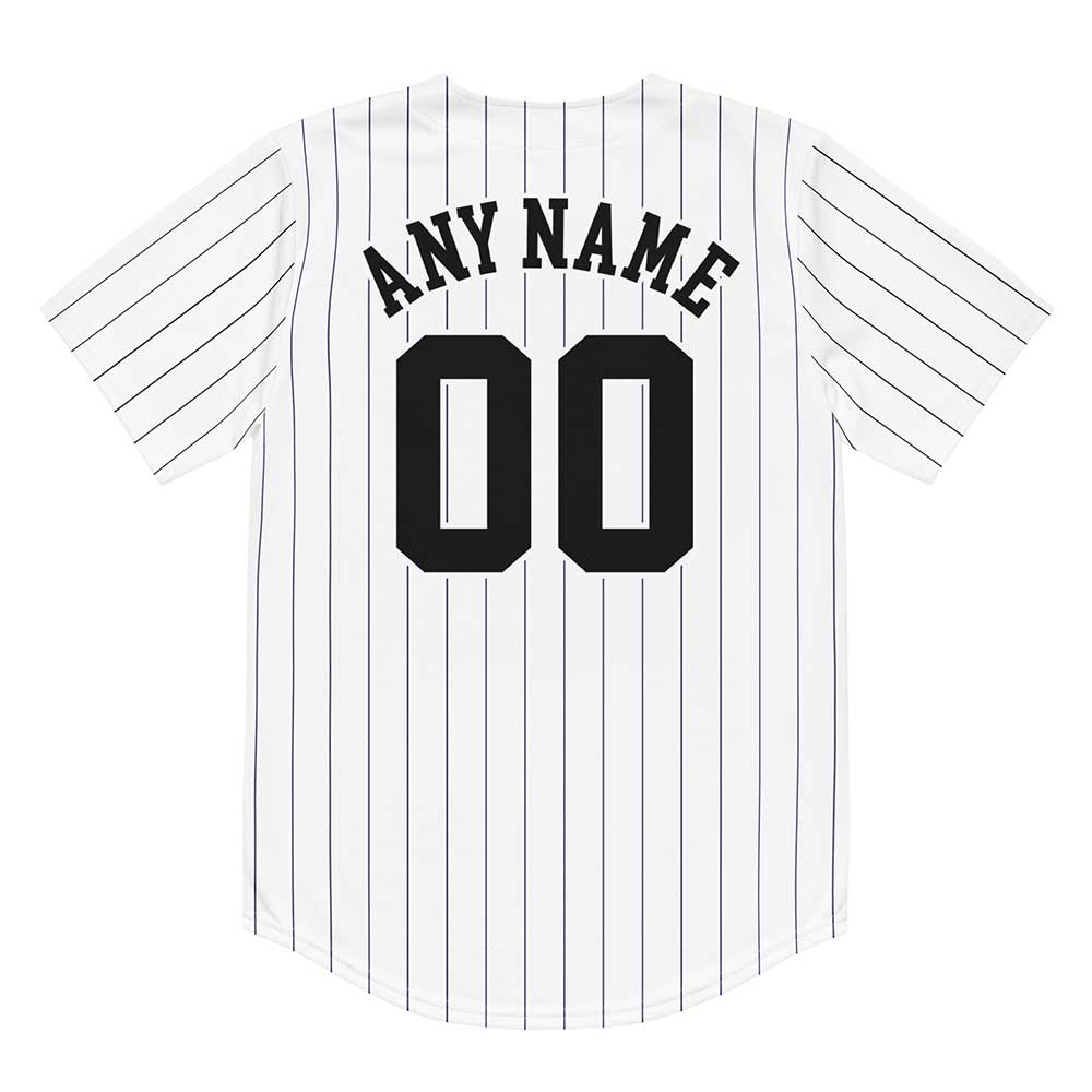 Custom White Baseball Jersey, Black Stripes