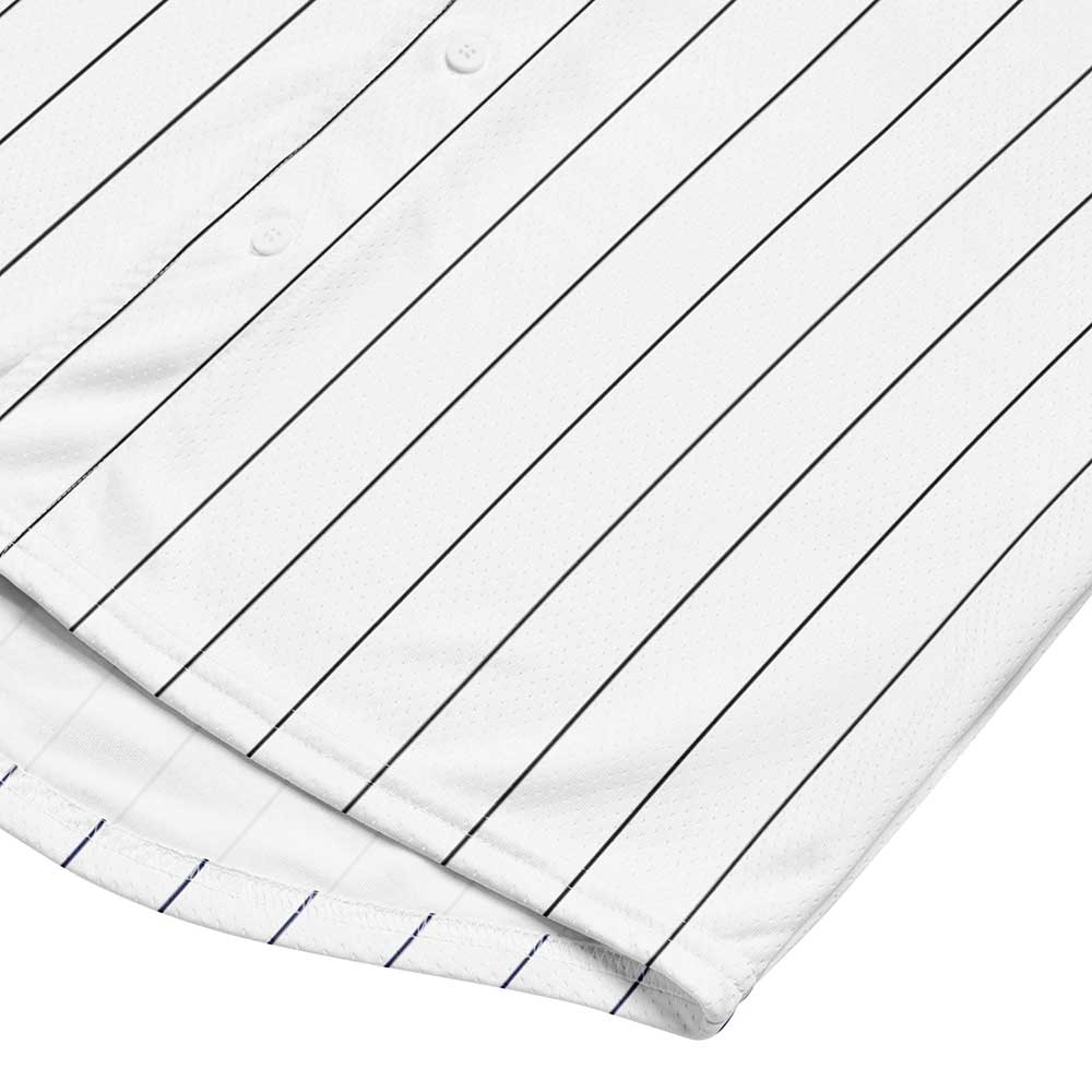 Custom White Baseball Jersey, Black Stripes