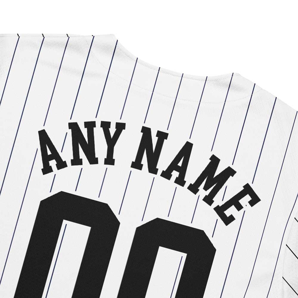 Custom White Baseball Jersey, Black Stripes