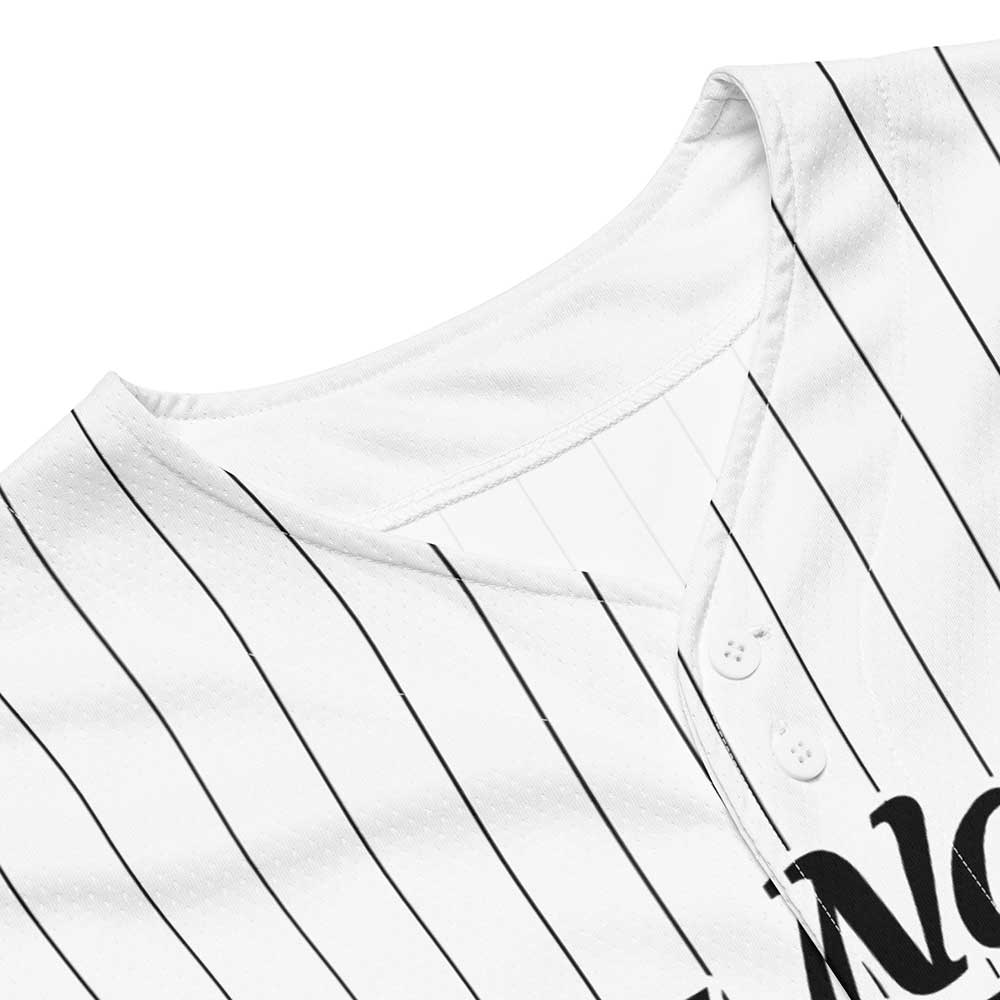 Custom White Baseball Jersey, Black Stripes