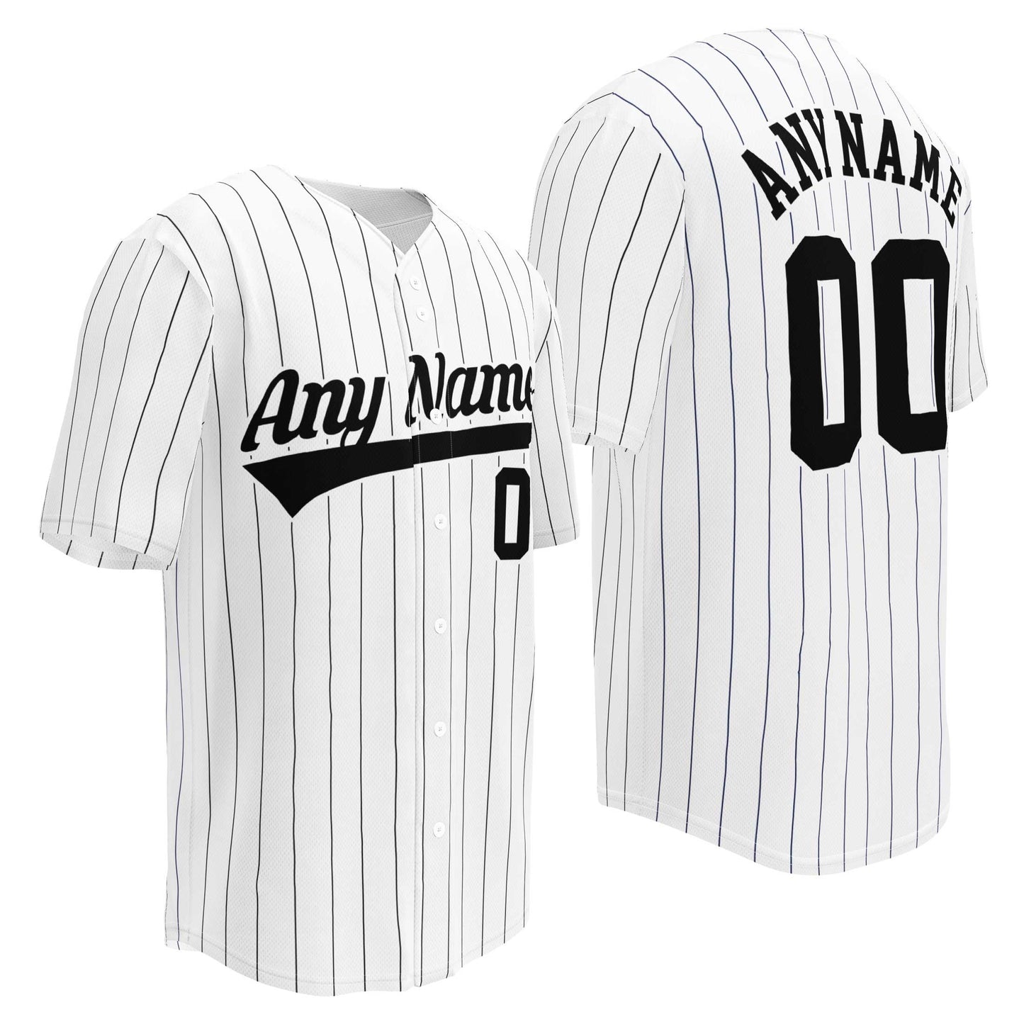 Custom White Baseball Jersey, Black Stripes