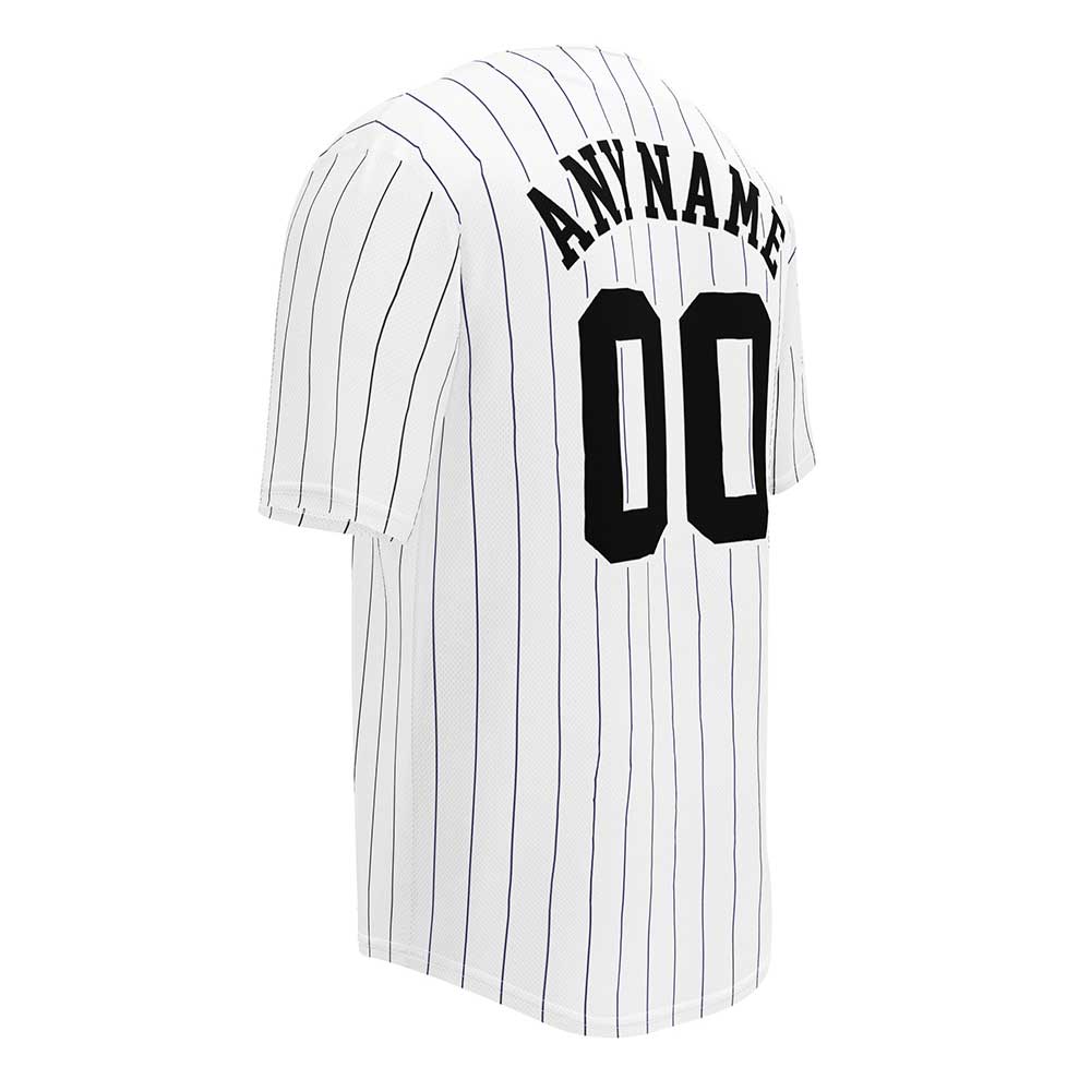 Custom White Baseball Jersey, Black Stripes