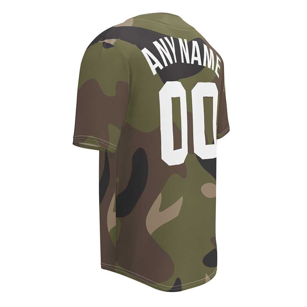 Custom Green Multicam Baseball Jersey, White Letters