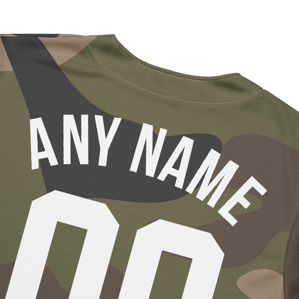 Custom Green Multicam Baseball Jersey, White Letters