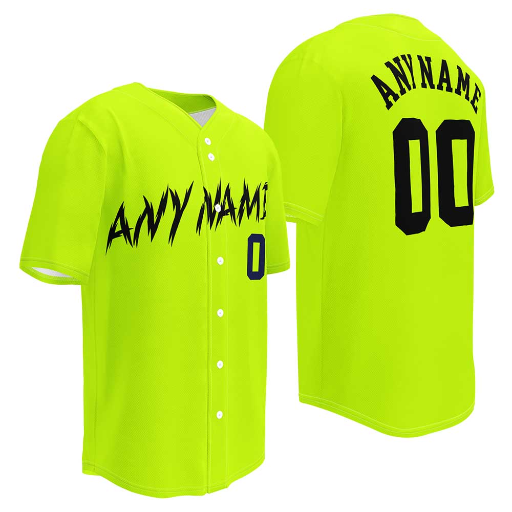 Custom Highlighter Yellow Baseball Jersey, Black Letters