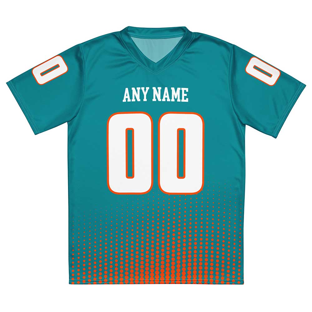 Custom Teal Football Fan Jersey, White Letters