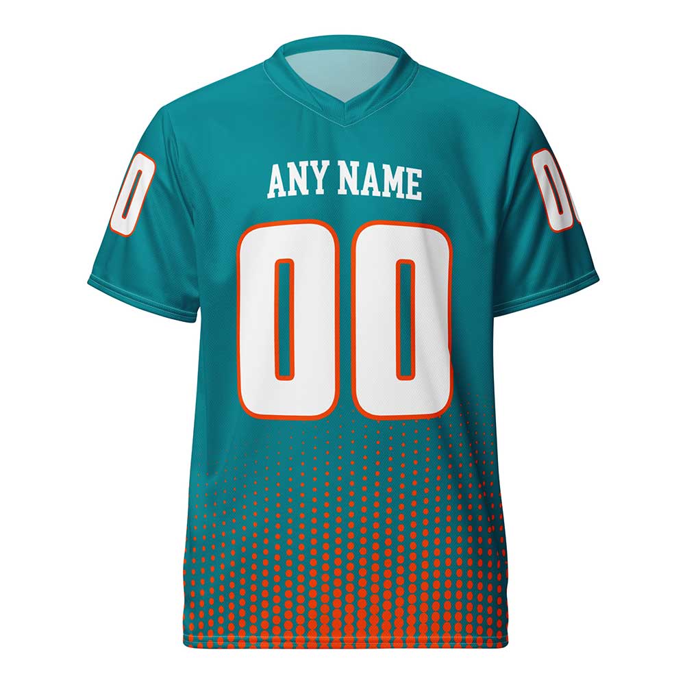 Custom Teal Football Fan Jersey, White Letters