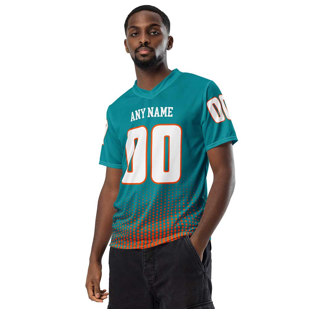 Custom Teal Football Fan Jersey, White Letters