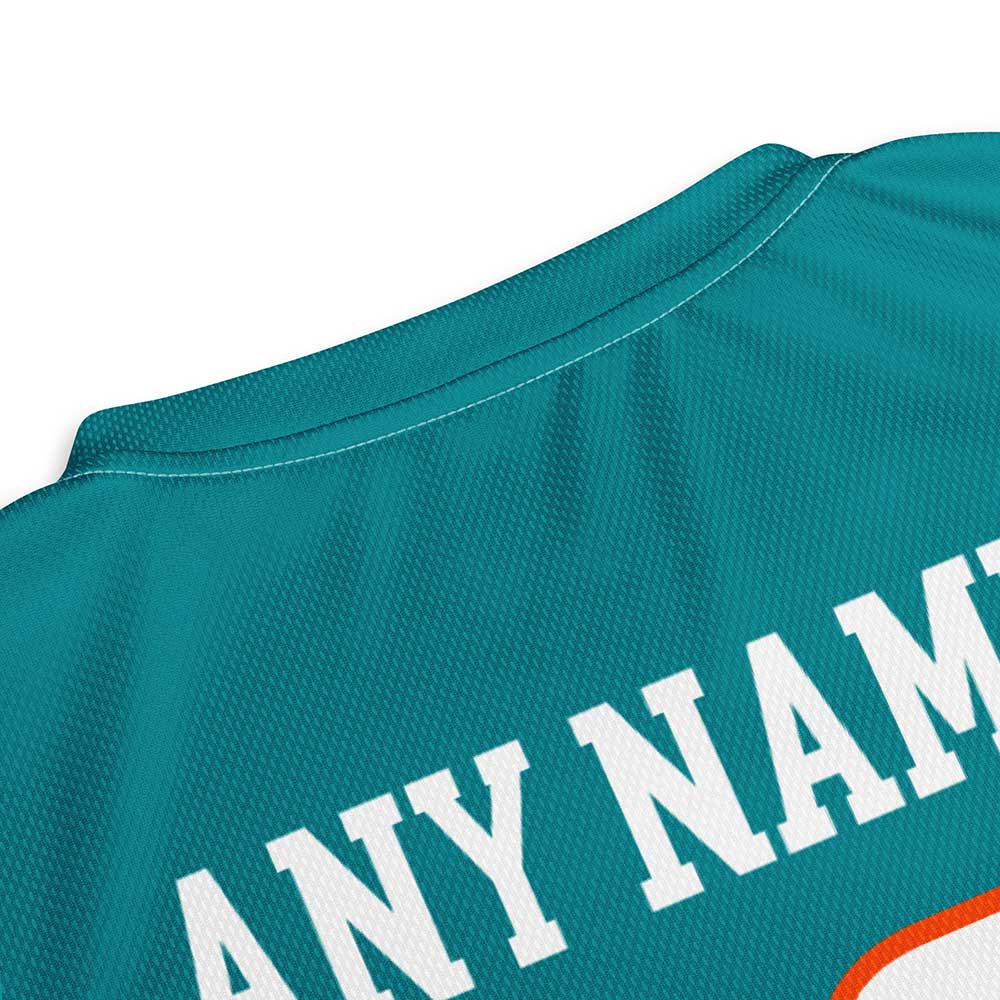 Custom Teal Football Fan Jersey, White Letters