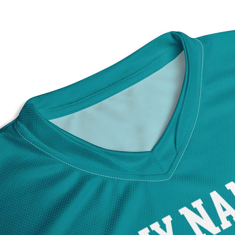 Custom Teal Football Fan Jersey, White Letters
