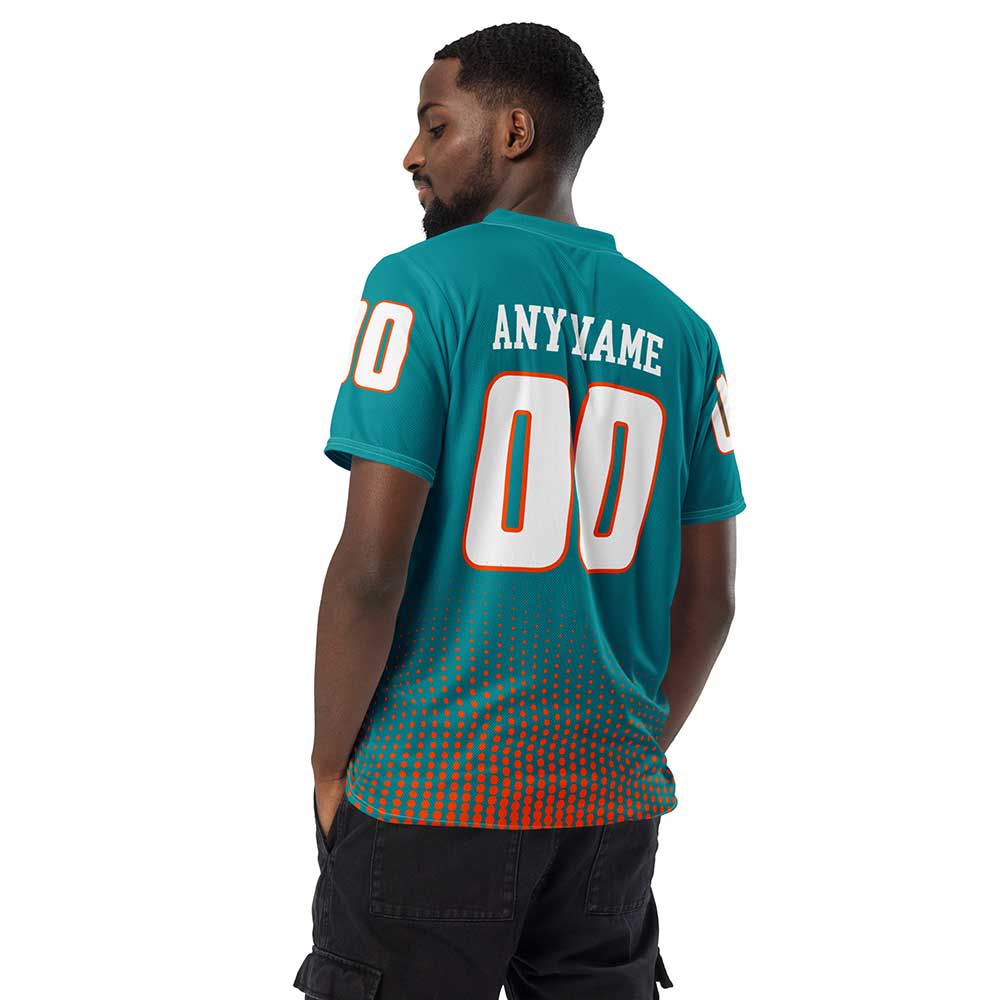 Custom Teal Football Fan Jersey, White Letters