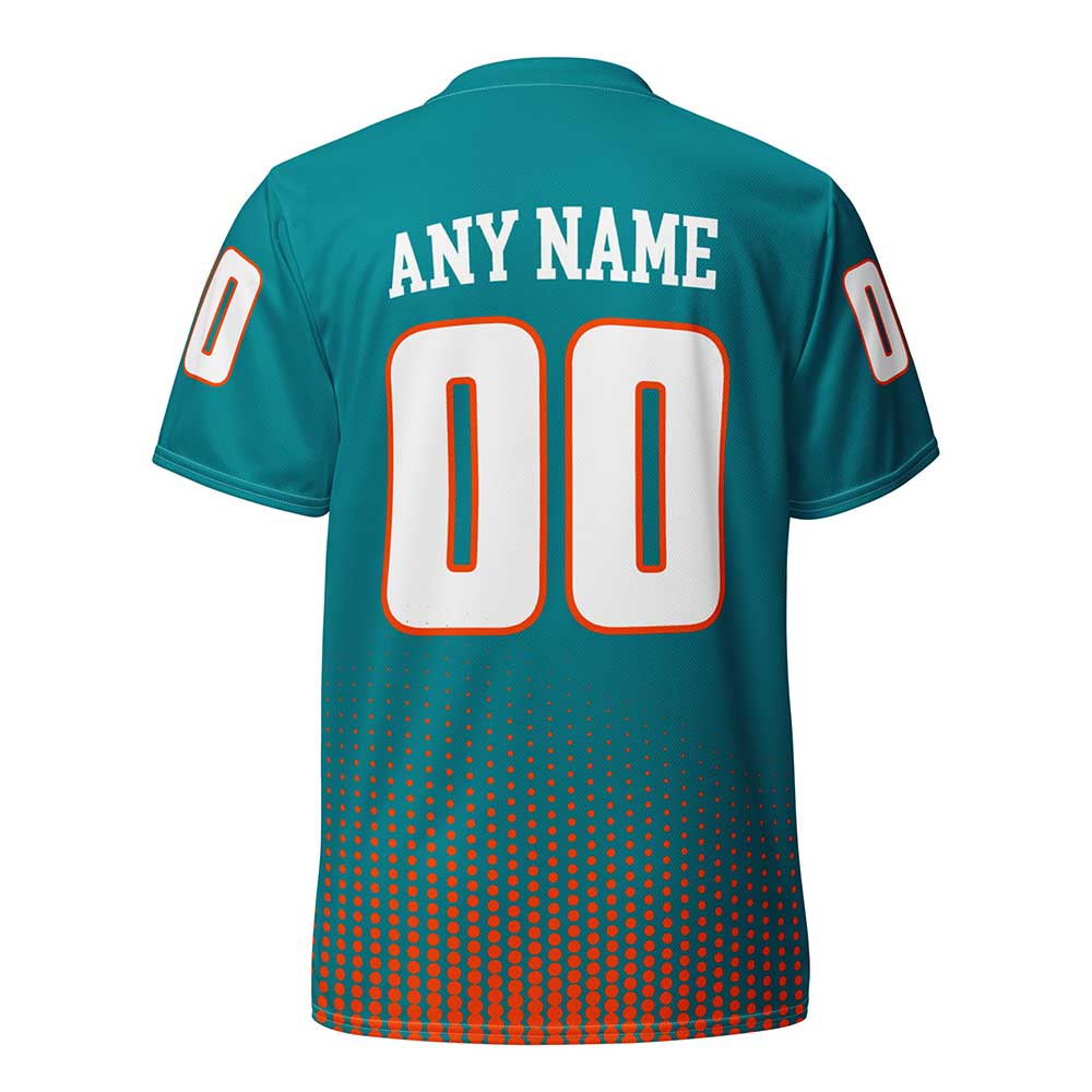 Custom Teal Football Fan Jersey, White Letters