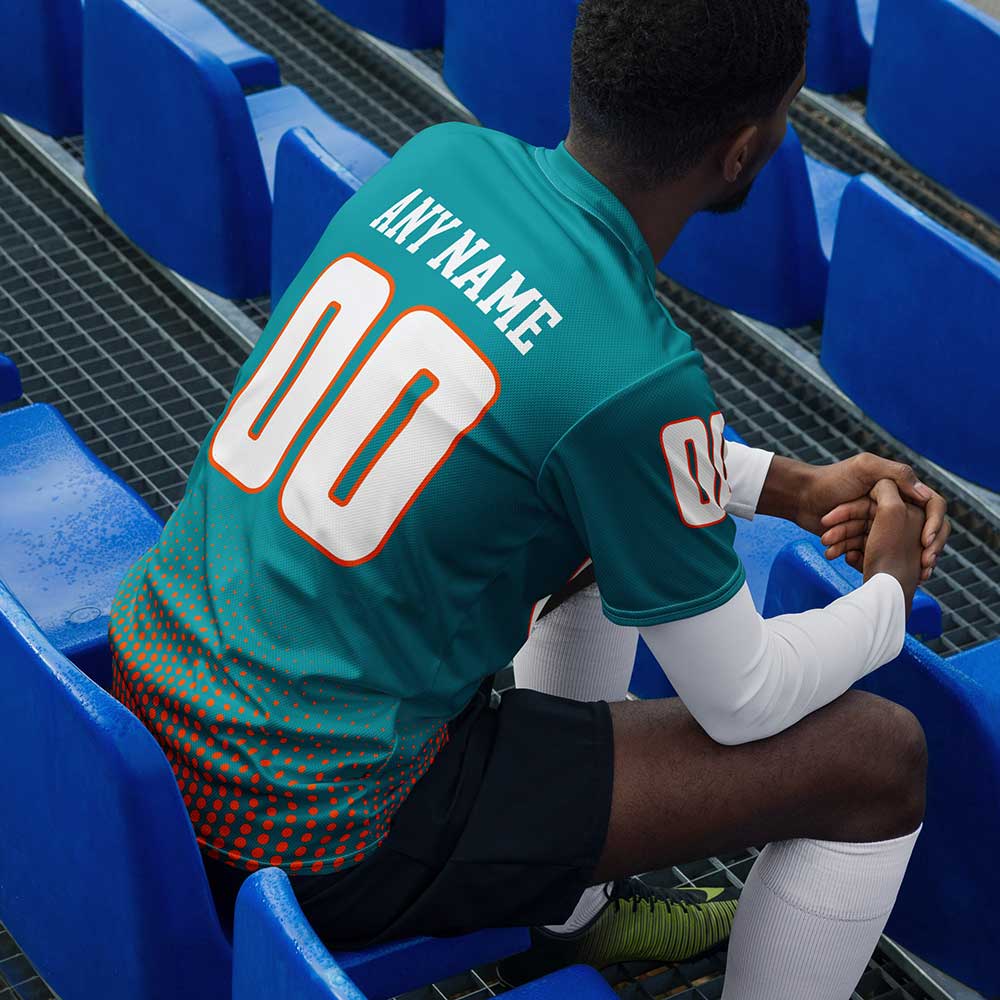 Custom Teal Football Fan Jersey, White Letters