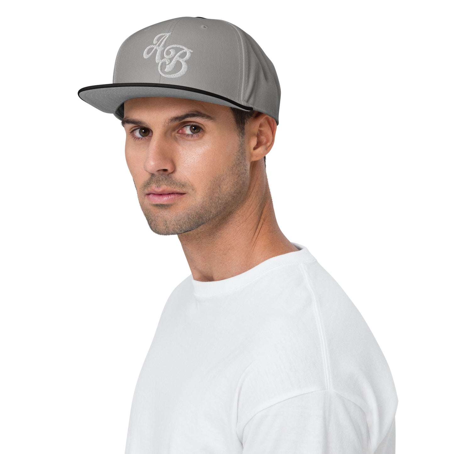Custom Black/Gray Snapback Hat with Your Initials (Launch)