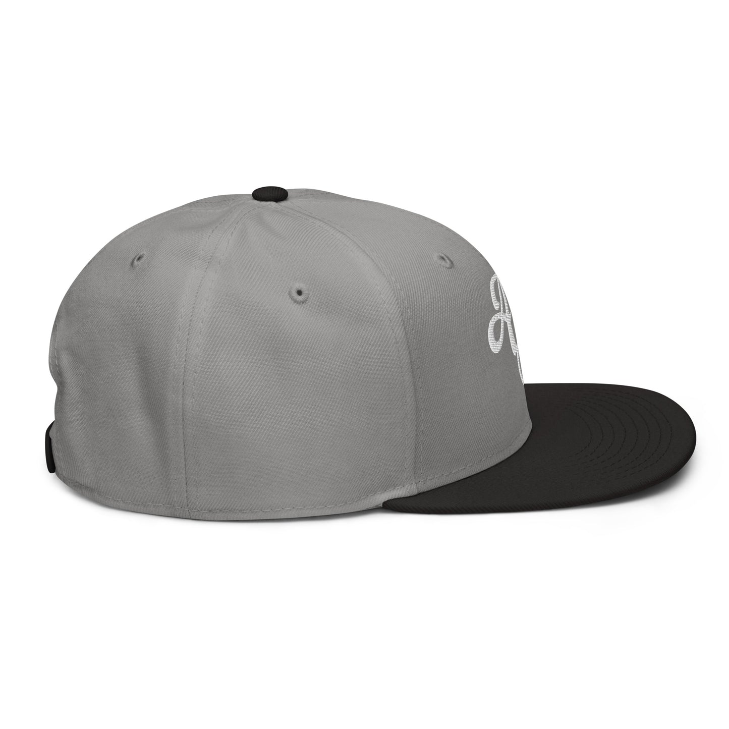 Custom Black/Gray Snapback Hat with Your Initials (Launch)