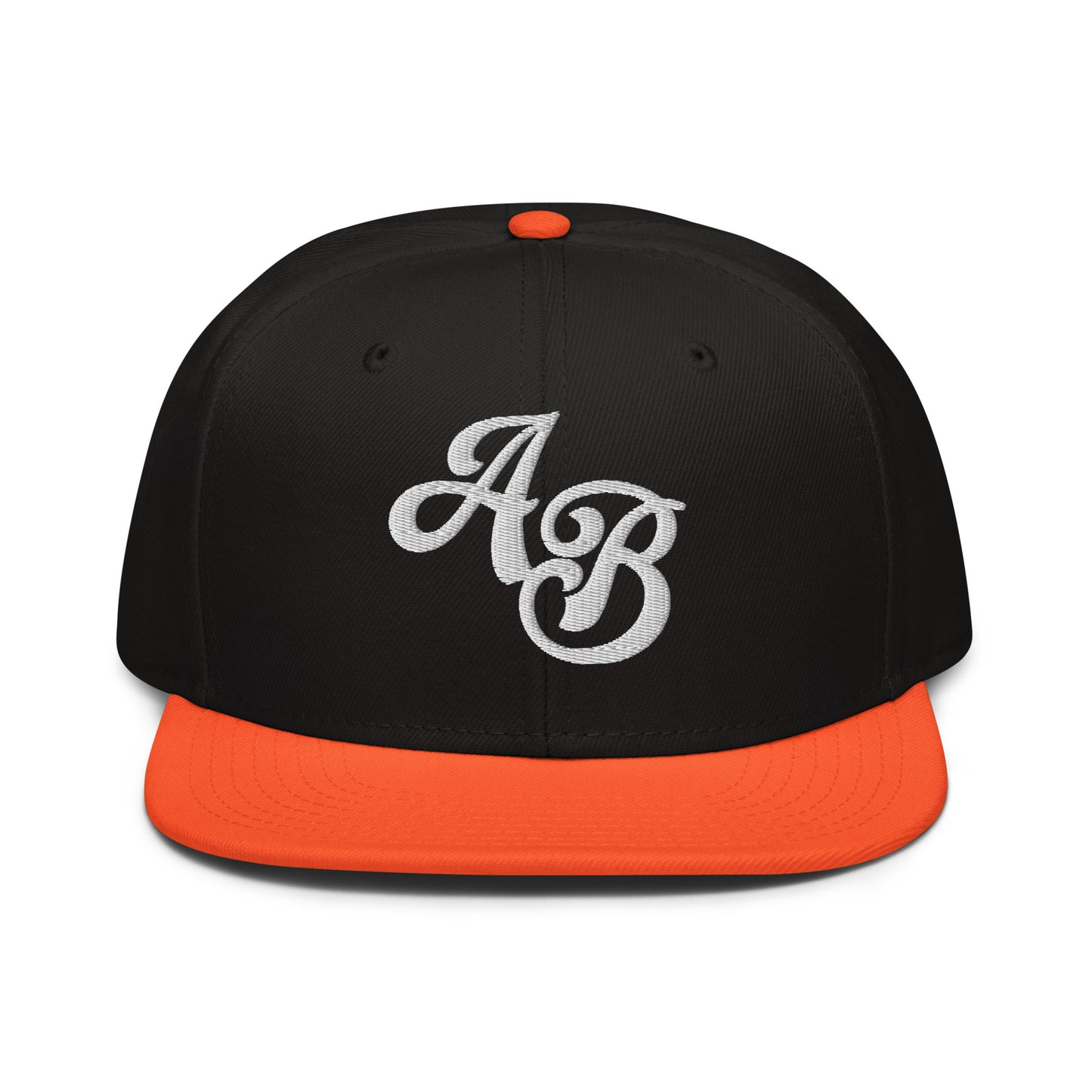 Custom Black/Orange Snapback Hat with Your Initials (Launch)