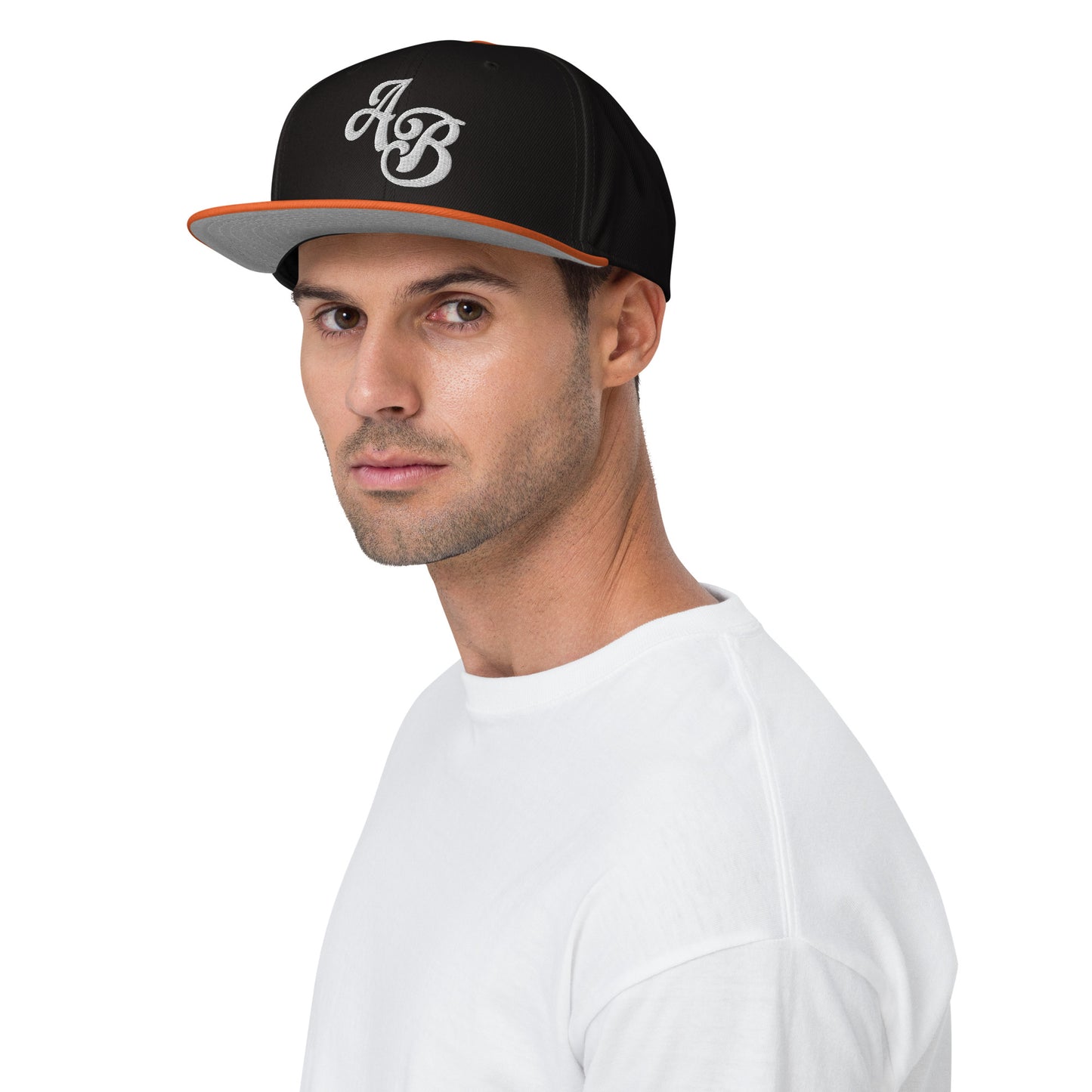 Custom Black/Orange Snapback Hat with Your Initials (Launch)