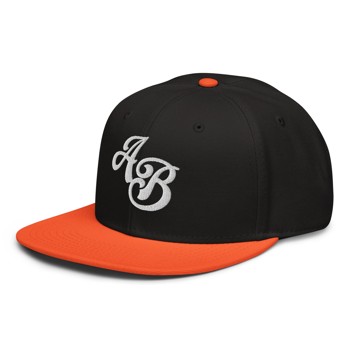 Custom Black/Orange Snapback Hat with Your Initials (Launch)
