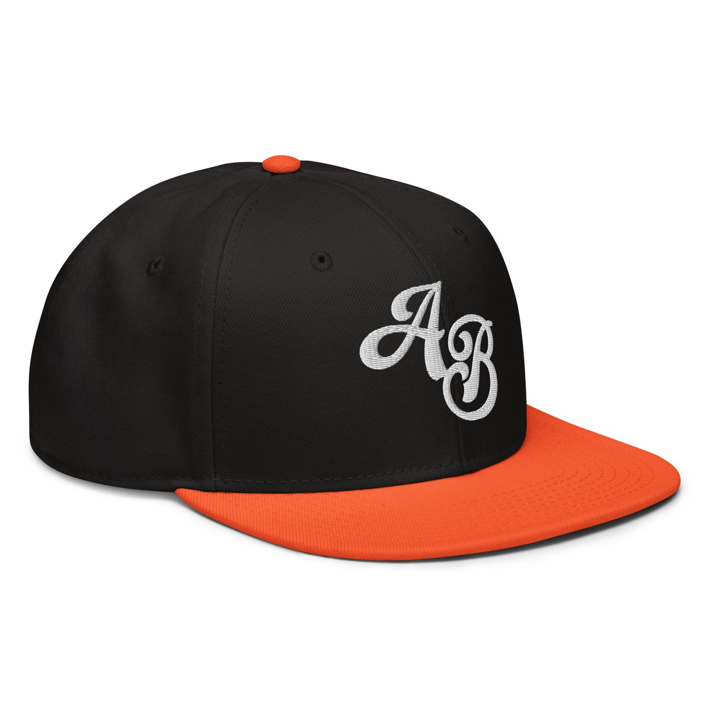 Custom Black/Orange Snapback Hat with Your Initials (Launch)
