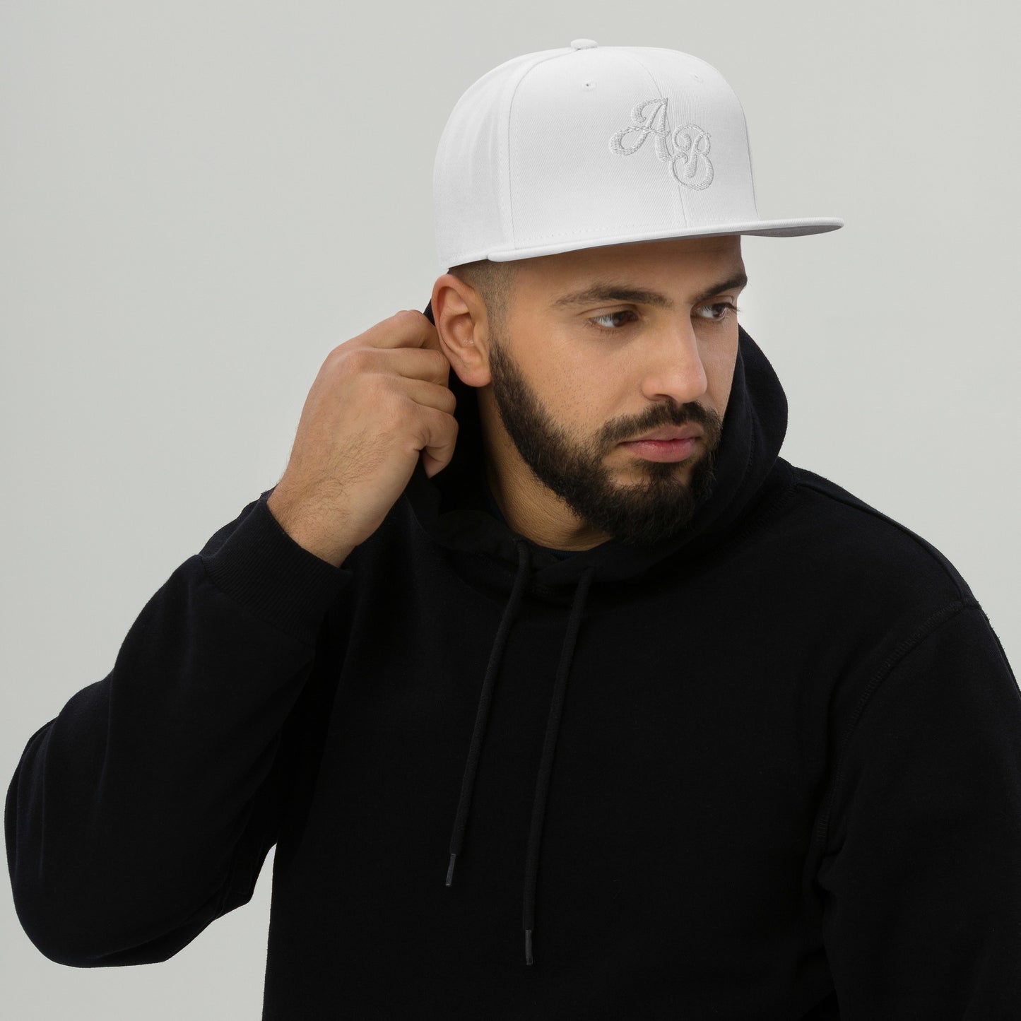Custom White Snapback Hat with Your Initials (Launch)