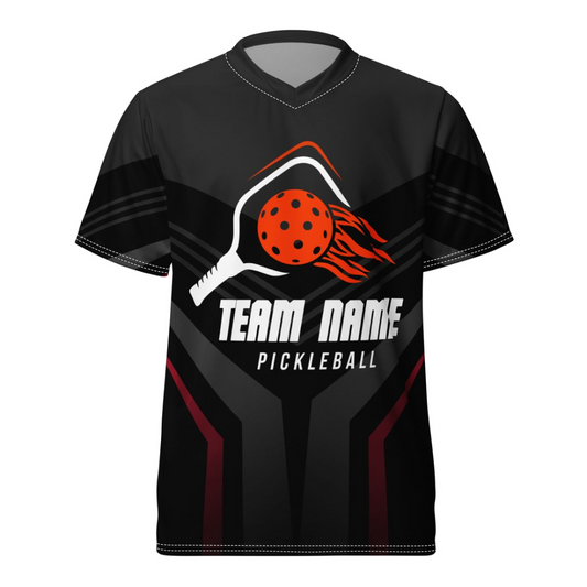 Black Geometric Pickleball Jersey (Flames)