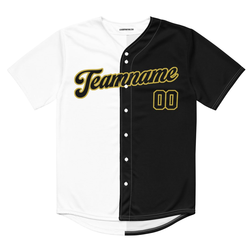 Black, White and Old Gold Baseball Jersey