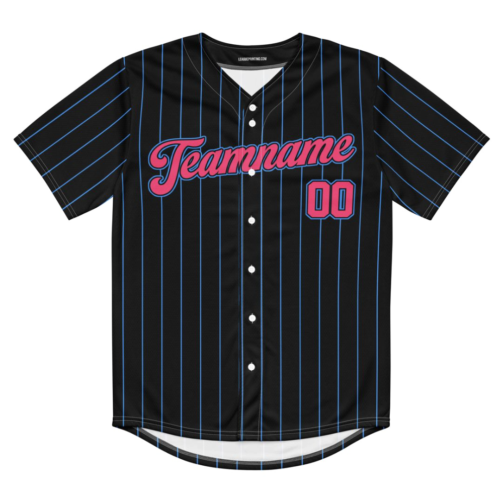 Black, Pink and Powder Blue Baseball Jersey