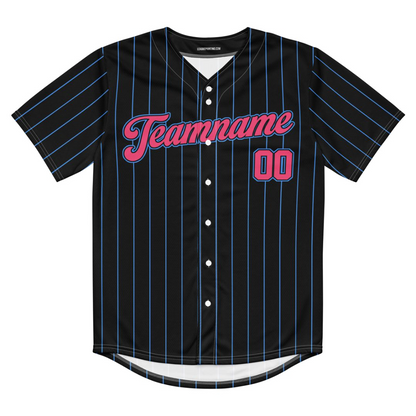 Black, Pink and Powder Blue Baseball Jersey