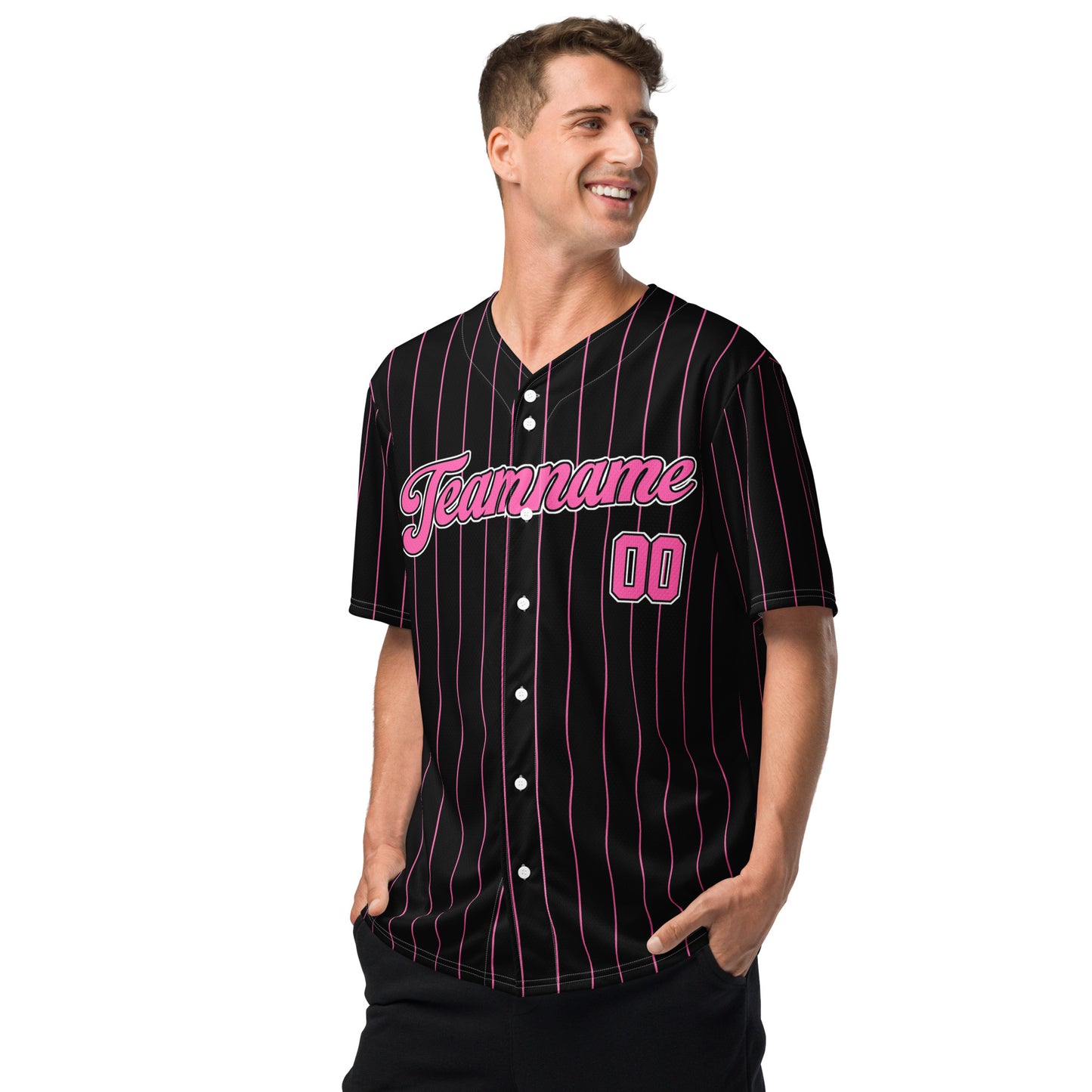 Black and Hot Pink Baseball Jersey