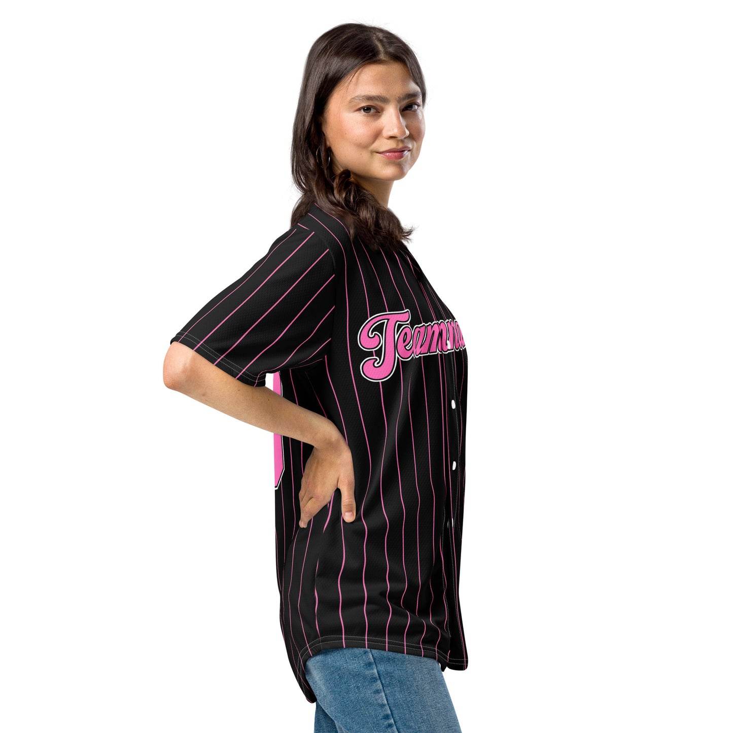 Black and Hot Pink Baseball Jersey