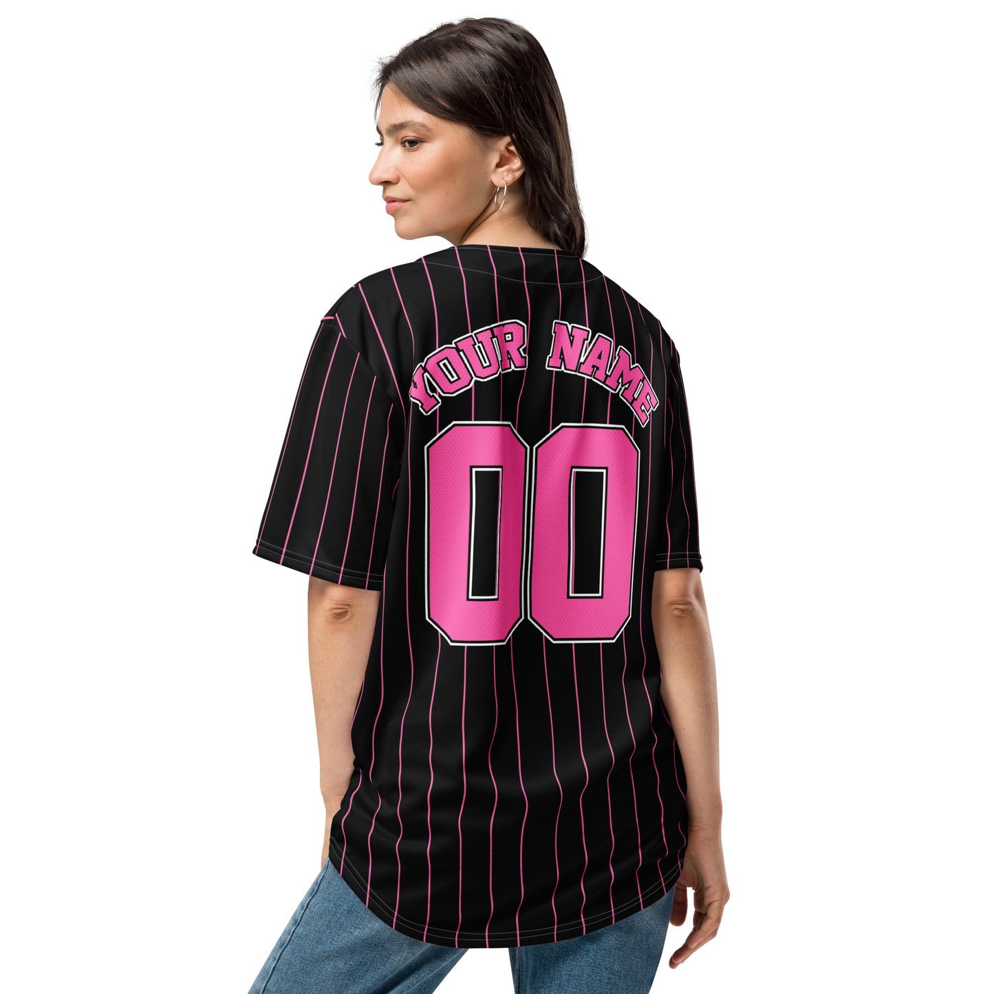 Black and Hot Pink Baseball Jersey