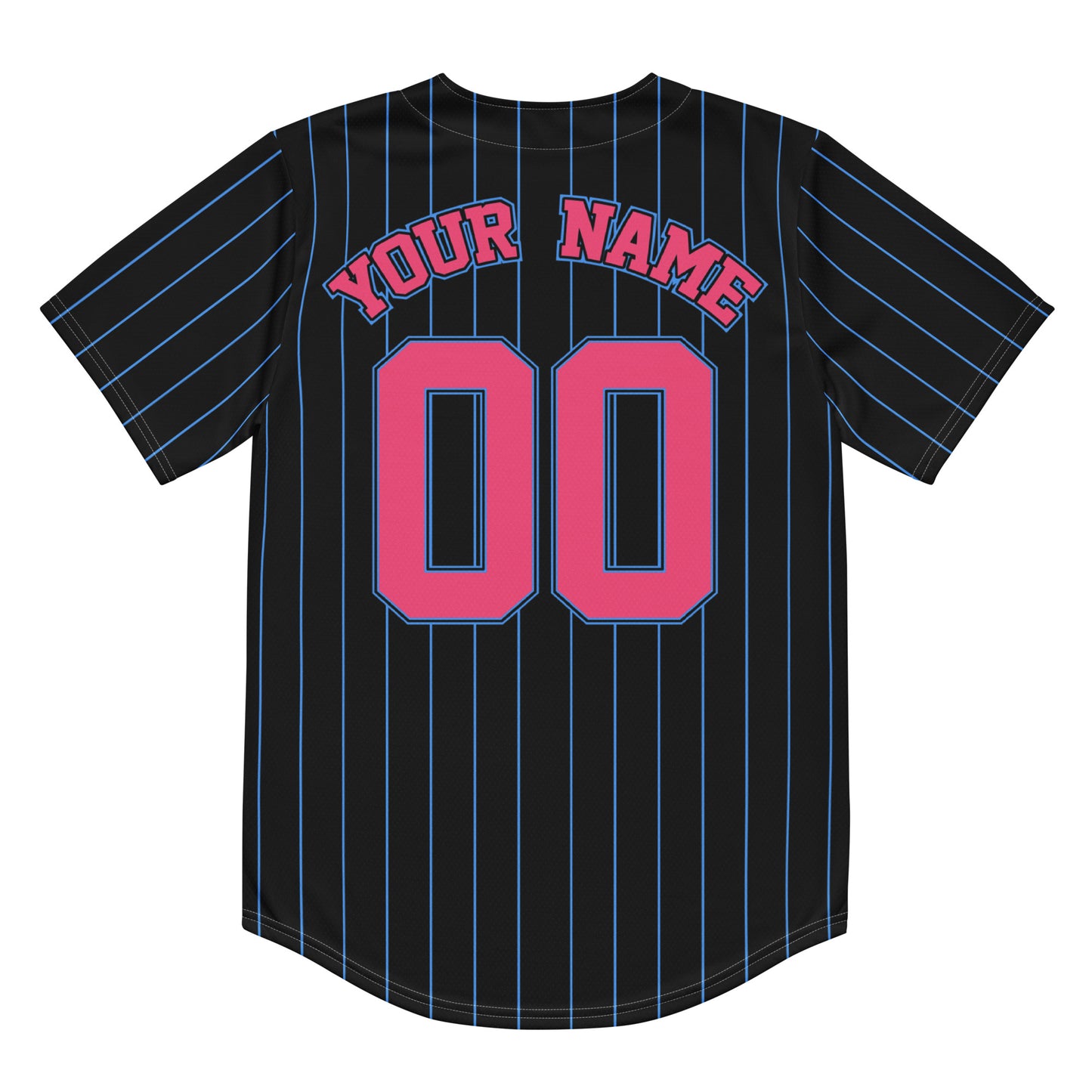 Black, Pink and Powder Blue Baseball Jersey