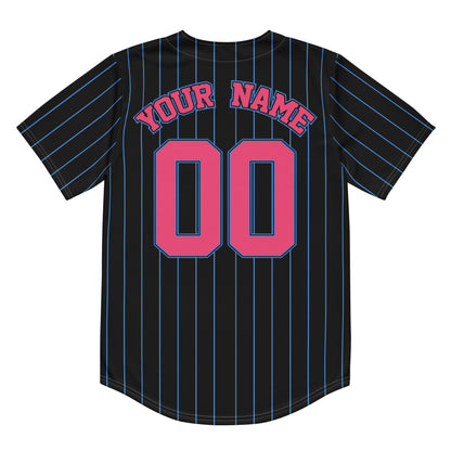 Black, Pink and Powder Blue Baseball Jersey