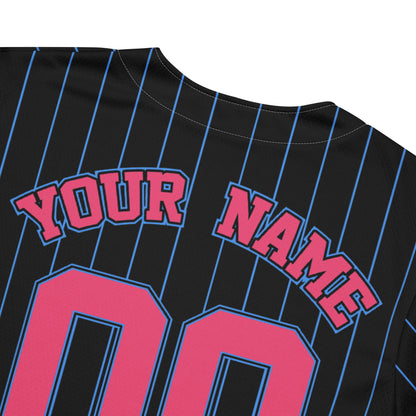 Black, Pink and Powder Blue Baseball Jersey