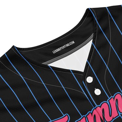 Black, Pink and Powder Blue Baseball Jersey