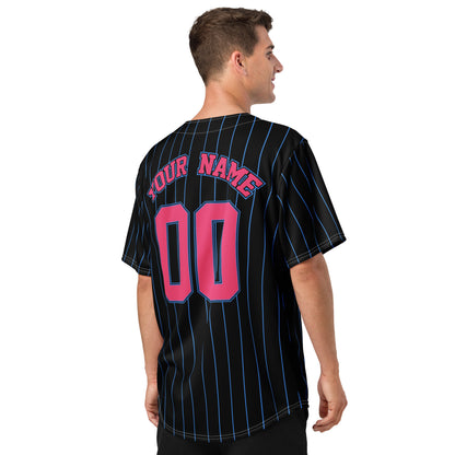 Black, Pink and Powder Blue Baseball Jersey