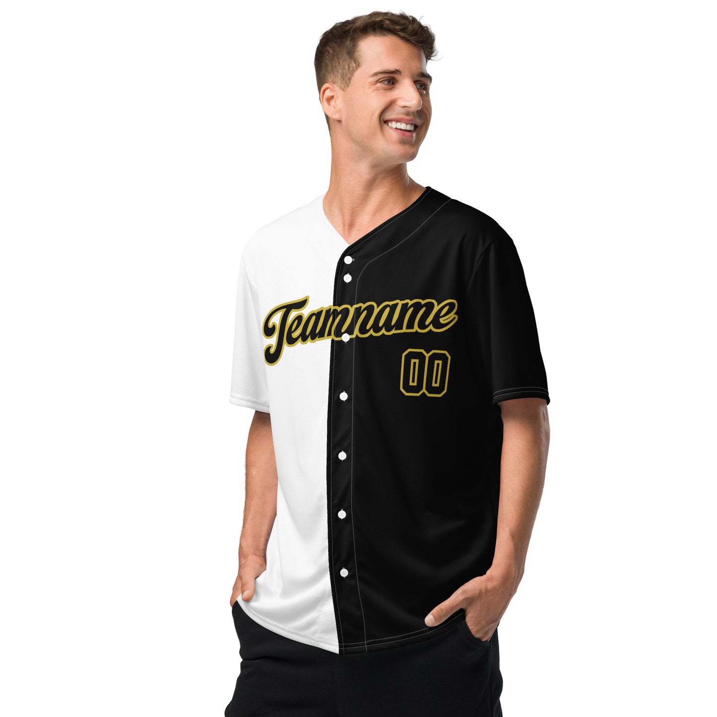 Black, White and Old Gold Baseball Jersey