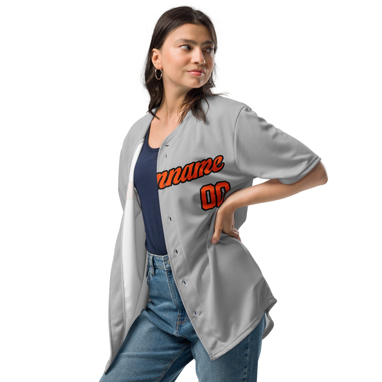 Gray and Orange Baseball Jersey