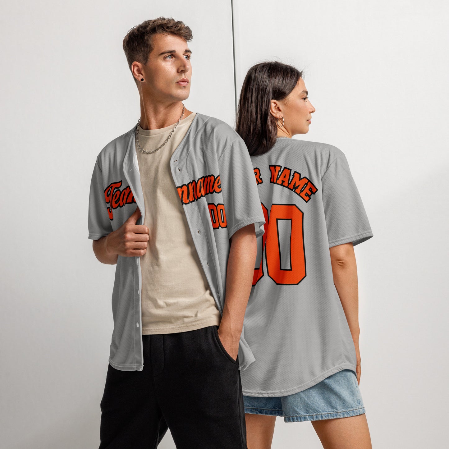 Gray and Orange Baseball Jersey