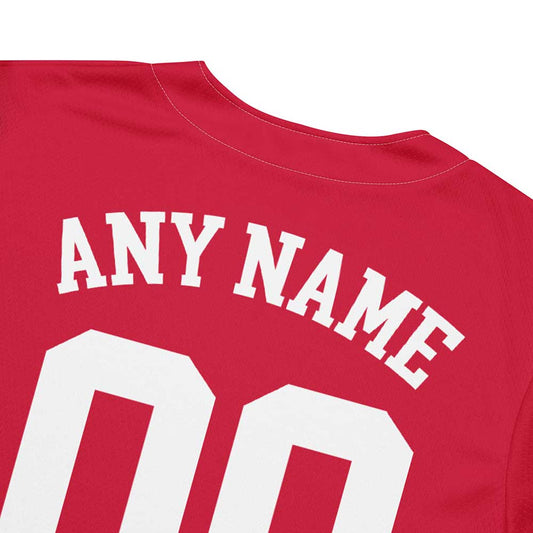 Custom Cherry Red Baseball Jersey, White Letters