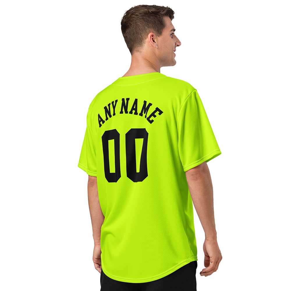 Custom Highlighter Yellow Baseball Jersey, Black Letters