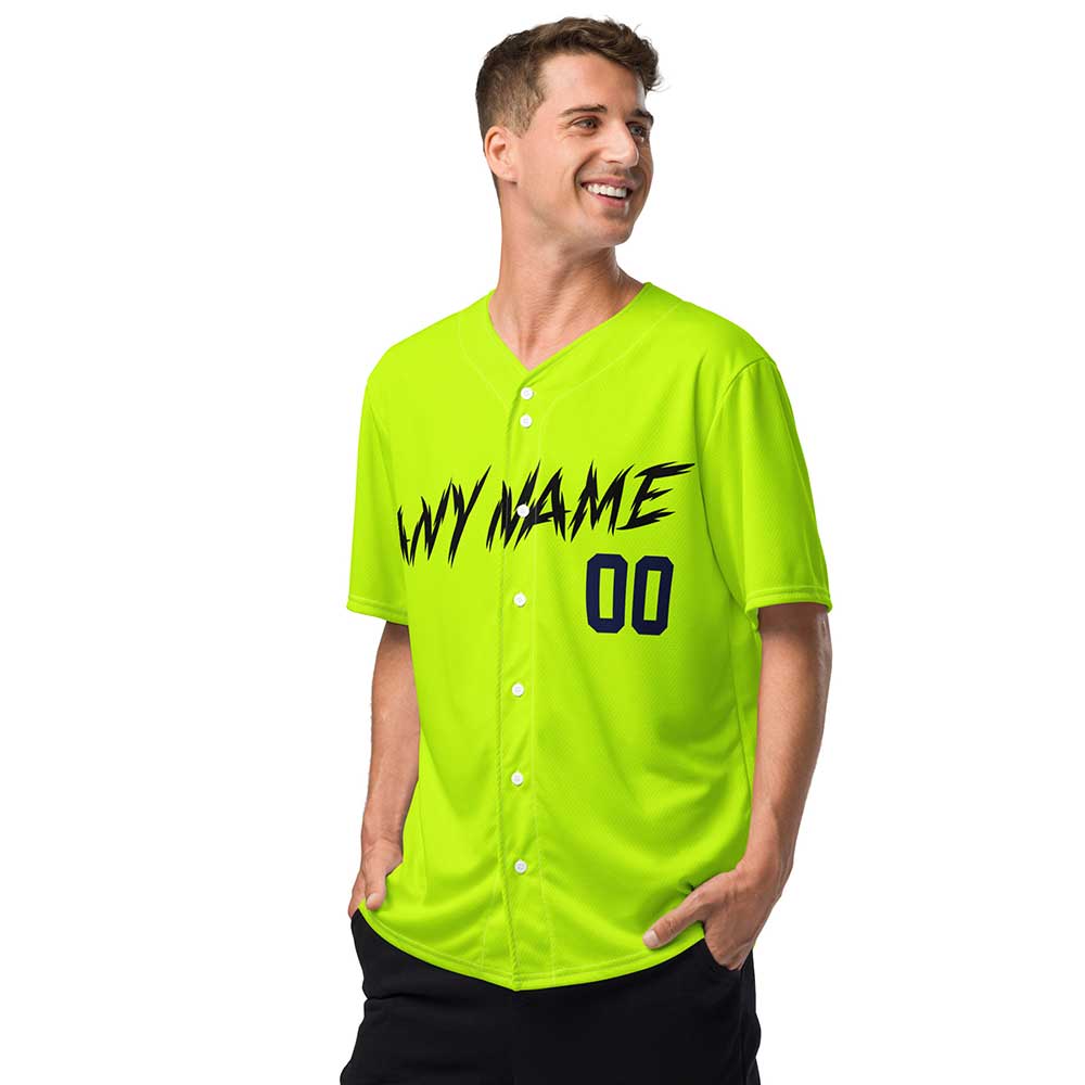 Custom Highlighter Yellow Baseball Jersey, Black Letters