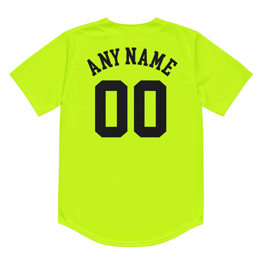 Custom Highlighter Yellow Baseball Jersey, Black Letters