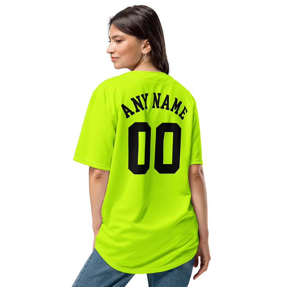 Custom Highlighter Yellow Baseball Jersey, Black Letters