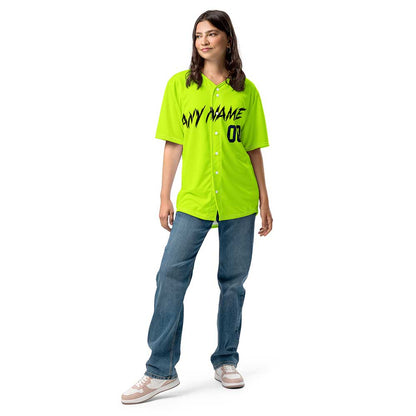 Custom Highlighter Yellow Baseball Jersey, Black Letters