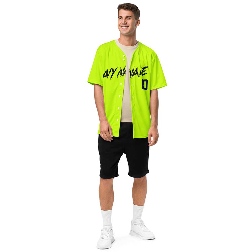 Custom Highlighter Yellow Baseball Jersey, Black Letters