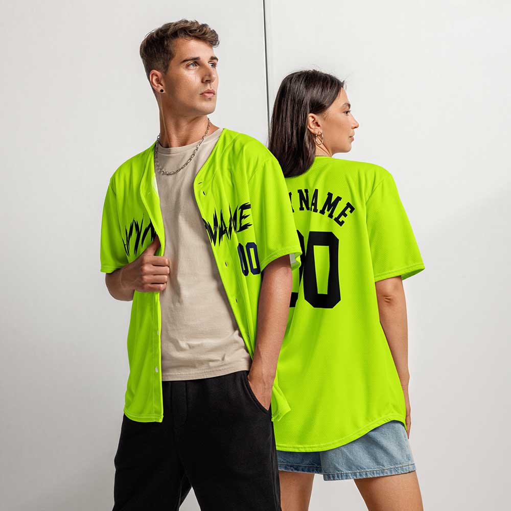 Custom Highlighter Yellow Baseball Jersey, Black Letters