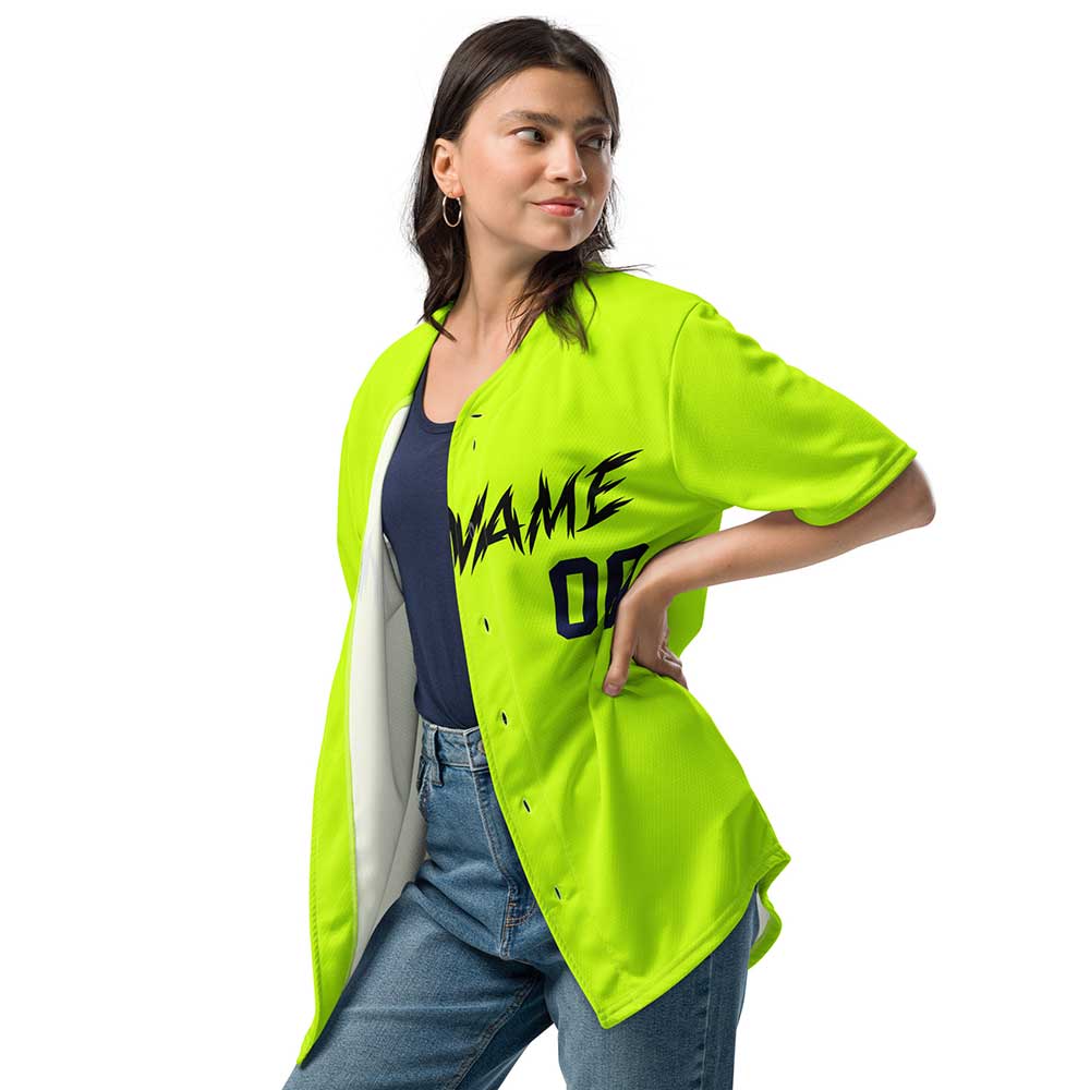 Custom Highlighter Yellow Baseball Jersey, Black Letters