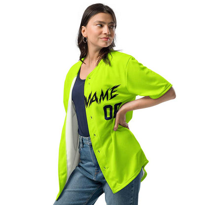 Custom Highlighter Yellow Baseball Jersey, Black Letters